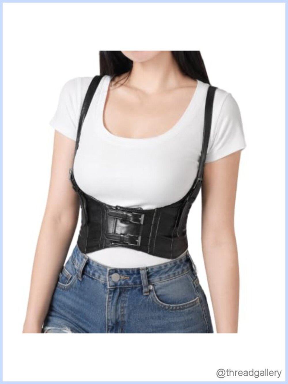 PU Leather Underbust Corset Harness Belt Gothic Waist Cincher